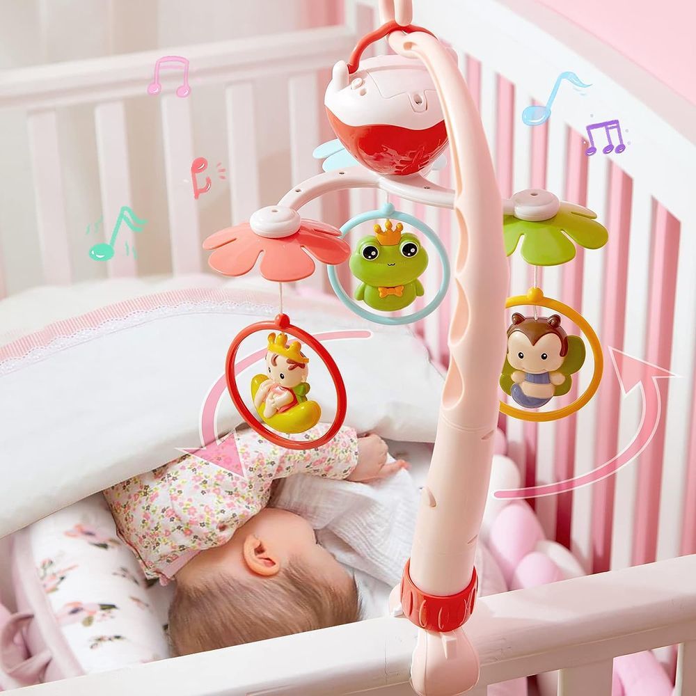 Goodway - Musical Baby Crib Mobile With Rotating Hanging Toys - Pink