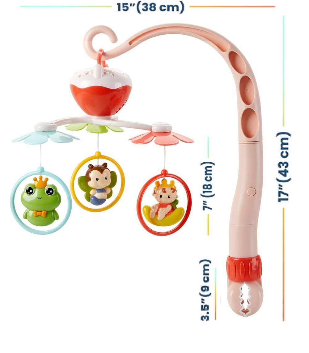 Goodway - Musical Baby Crib Mobile With Rotating Hanging Toys - Pink