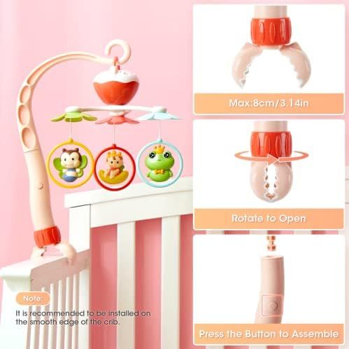 Goodway - Musical Baby Crib Mobile With Rotating Hanging Toys - Pink