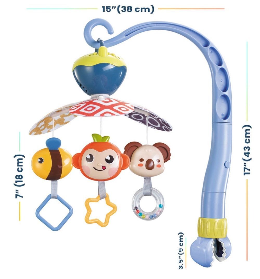 Goodway - Musical Baby Crib Mobile With Rotating Hanging Toys - Blue