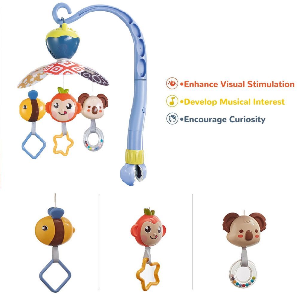 Goodway - Musical Baby Crib Mobile With Rotating Hanging Toys - Blue