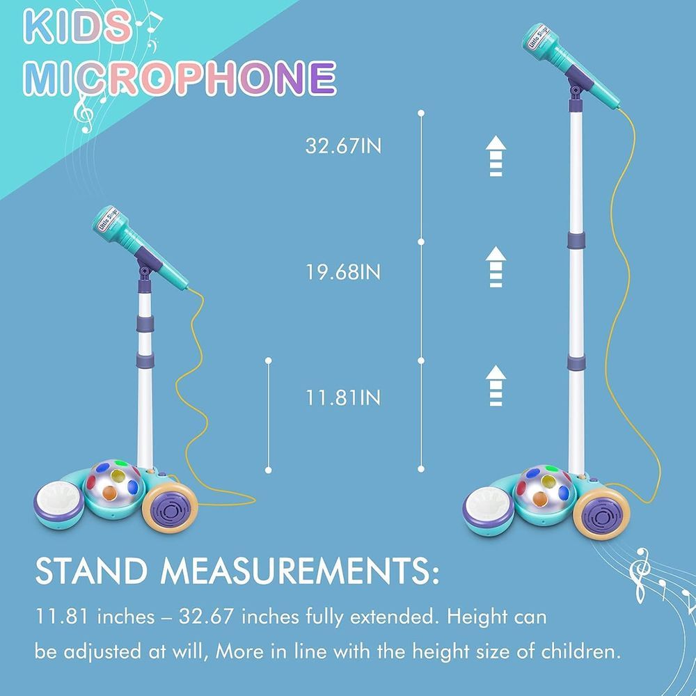 Little Angel - Kids Adjustable Karaoke Microphone With Lights, Music & Mp3 - Blue