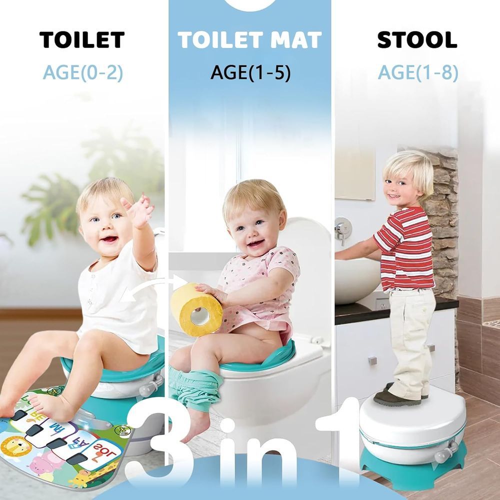 Little Angel - Kids Potty Chair 3-In-1 Training Seat With Lid - Blue