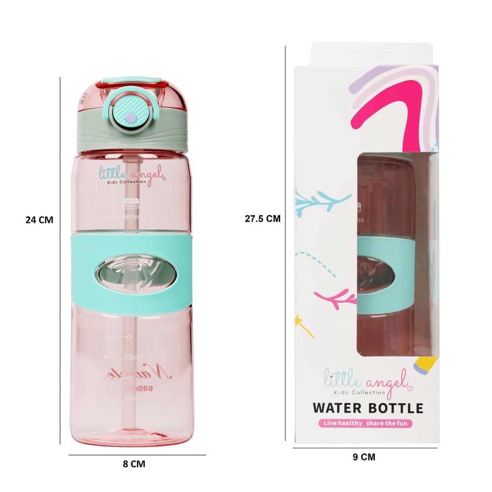 Little Angel - Kids Water Bottle With Straw 600ml - Pink