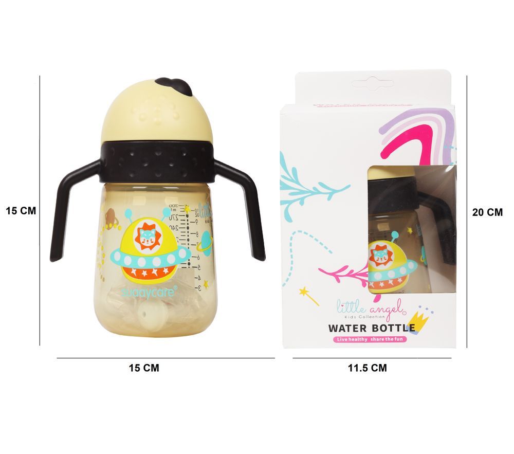 Little Angel - Baby Water Bottle With Straw 300ml - Black