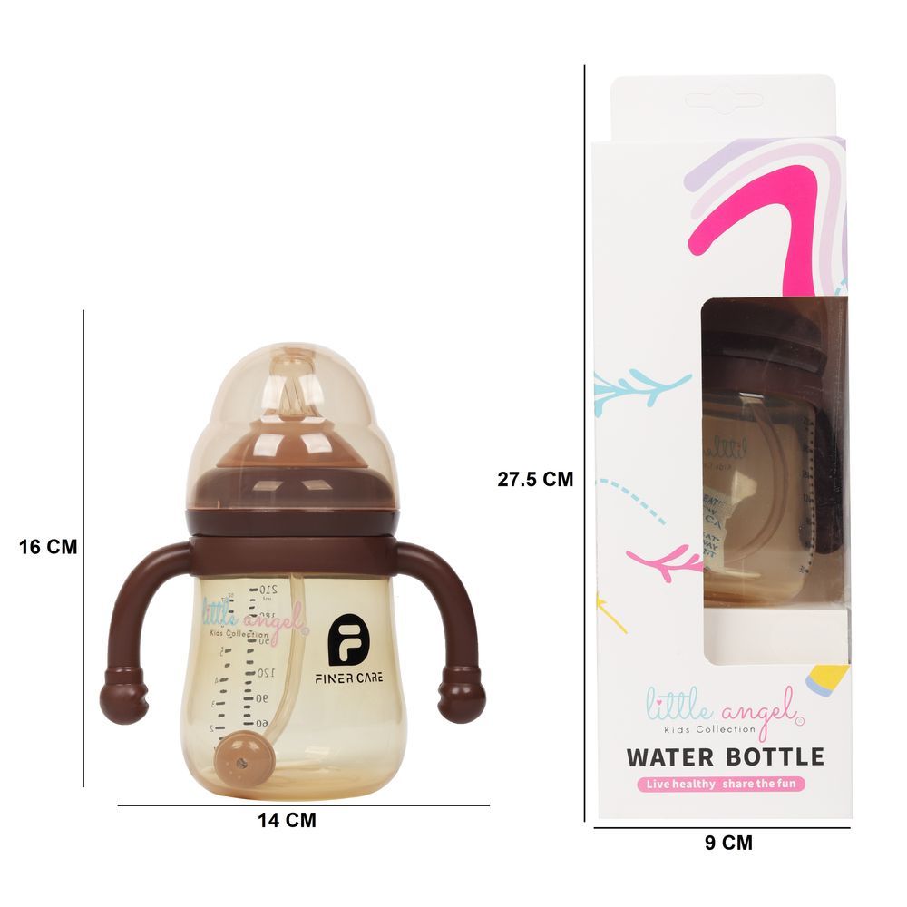 Little Angel - Baby Water Bottle With Straw 210ml - Brown