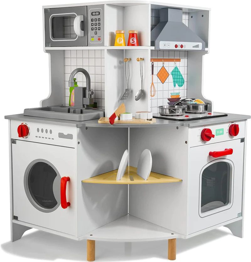 Little Angel - Kids Wooden Kitchen Playset - Grey