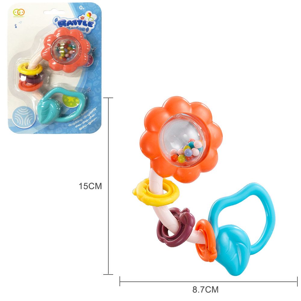 Goodway - Baby Rattle Teething Toy - Newborn Sensory Handheld Rattle - Flower