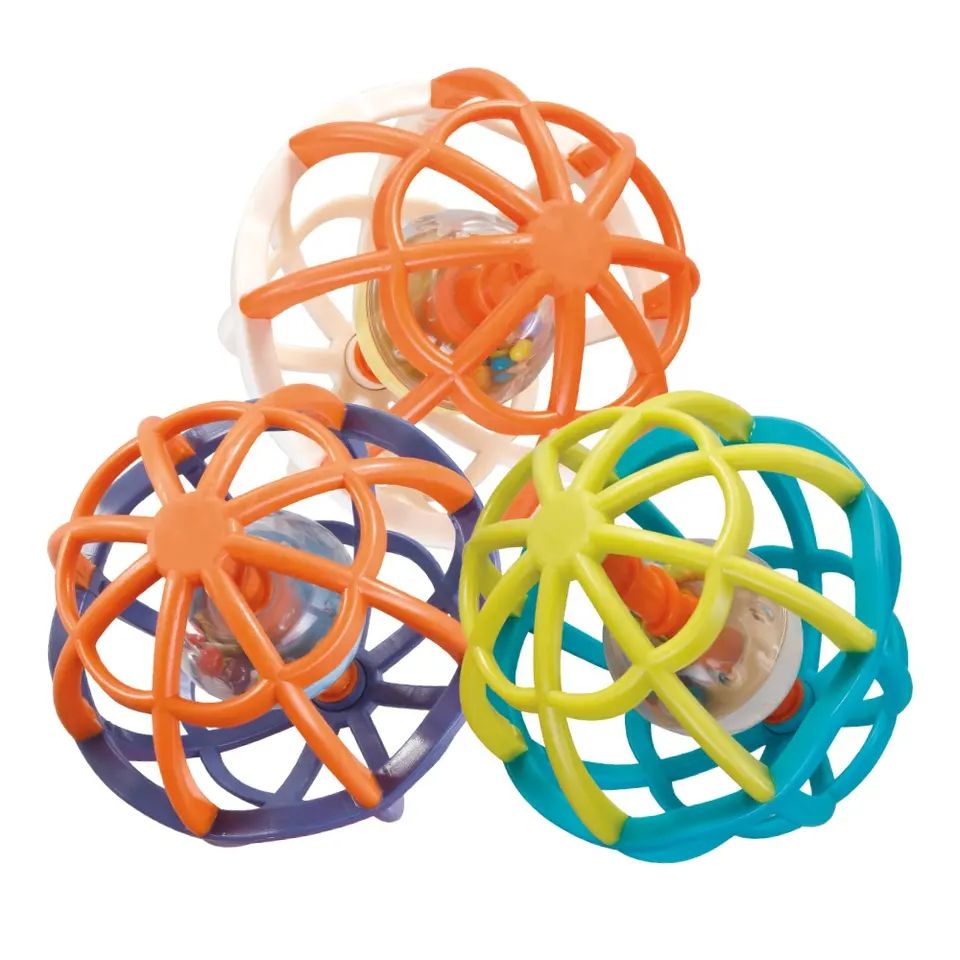 Goodway - Baby Teething Rattle Toy Colorful Sensory Grasping Ball 1Pc - Orange