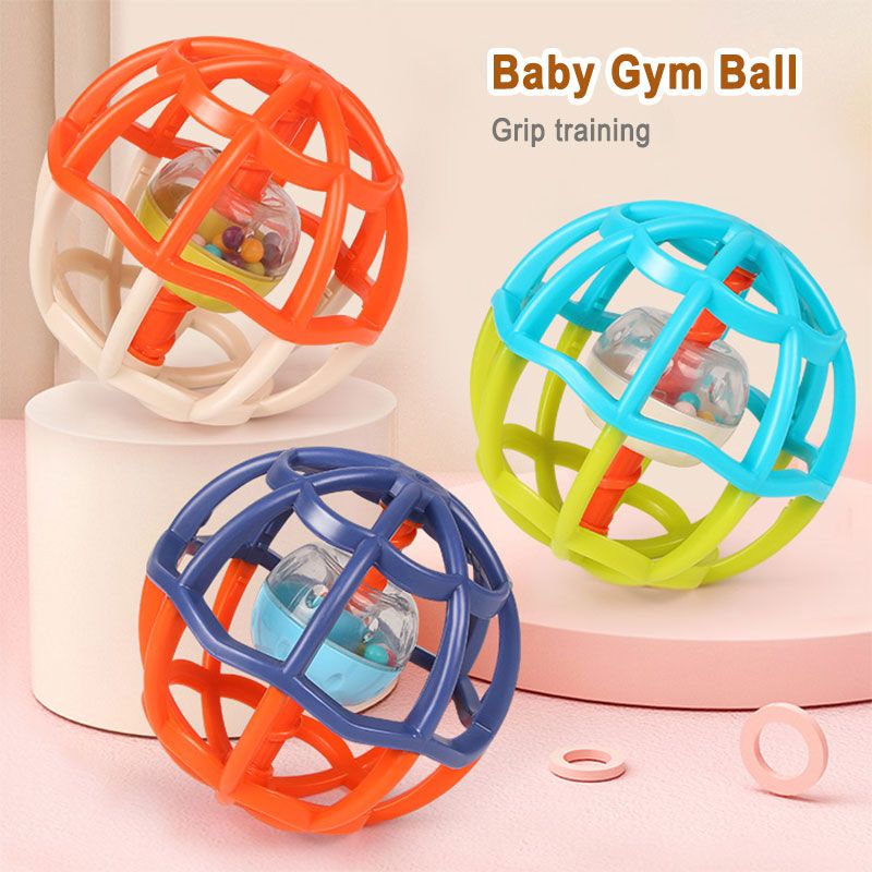 Goodway - Baby Teething Rattle Toy Colorful Sensory Grasping Ball 1Pc - Orange