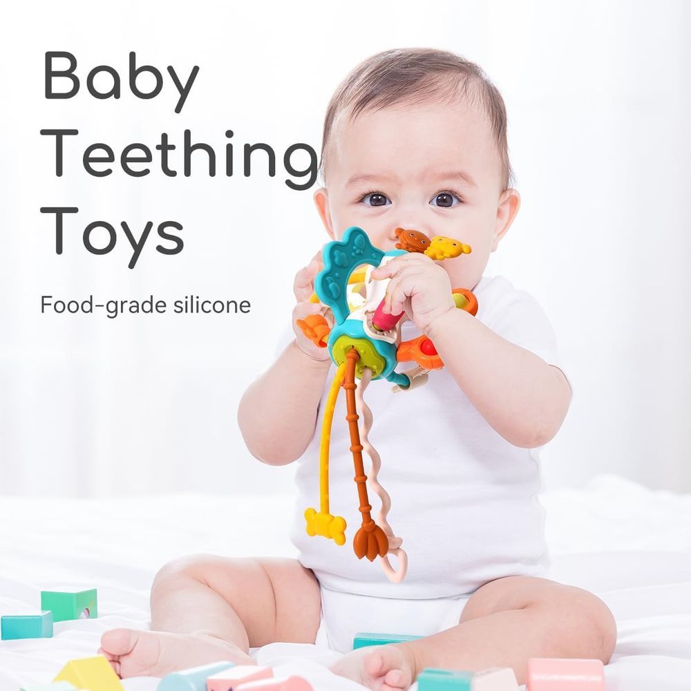 Goodway - Baby Teething Rattle Toy Colorful Animal Sensory Teether