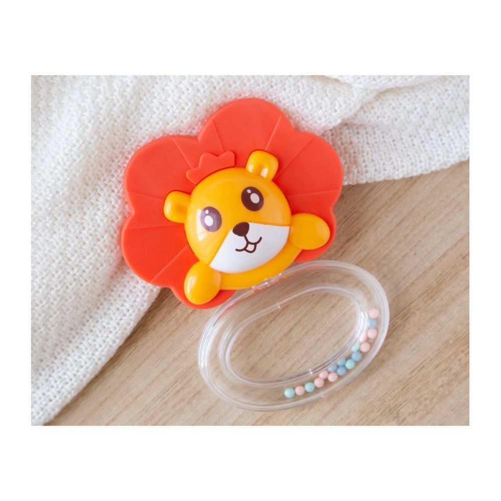 Huanger - Baby Teether Lion Shape, Soft Silicone Toy With Rattle