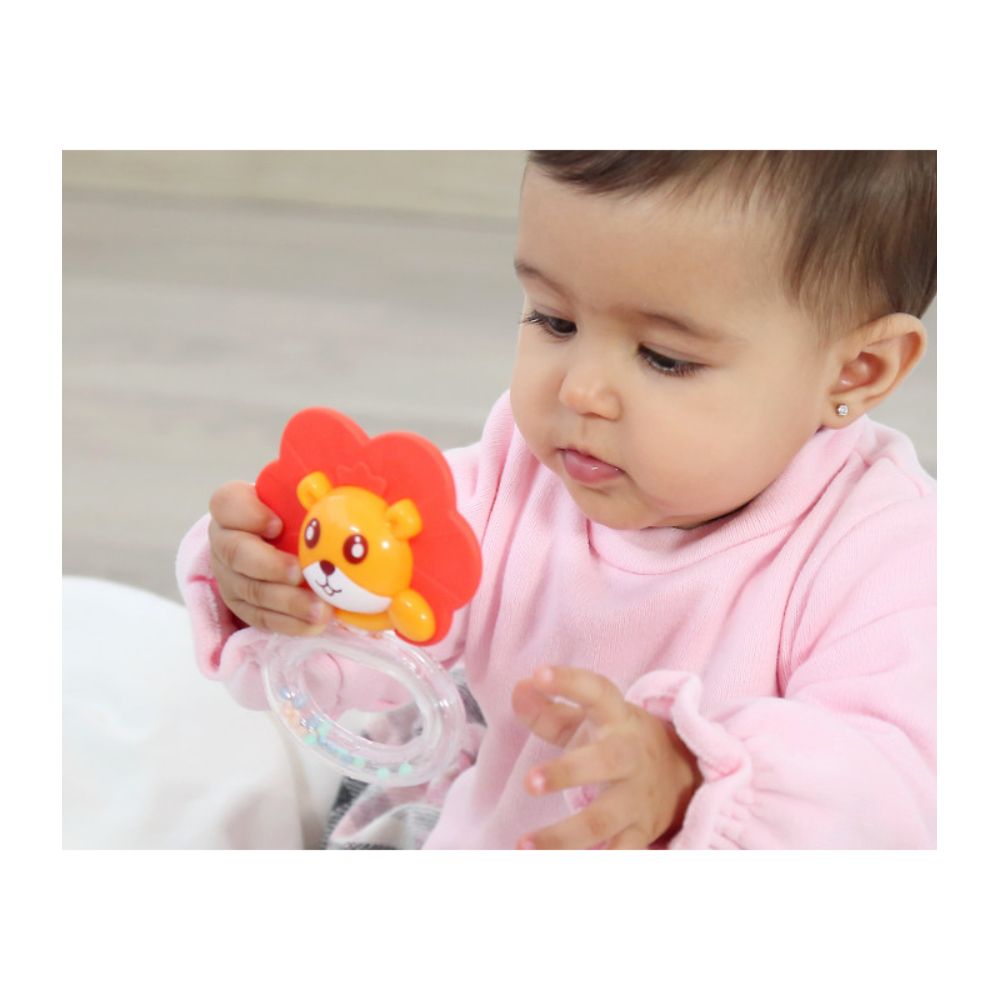 Huanger - Baby Teether Lion Shape, Soft Silicone Toy With Rattle