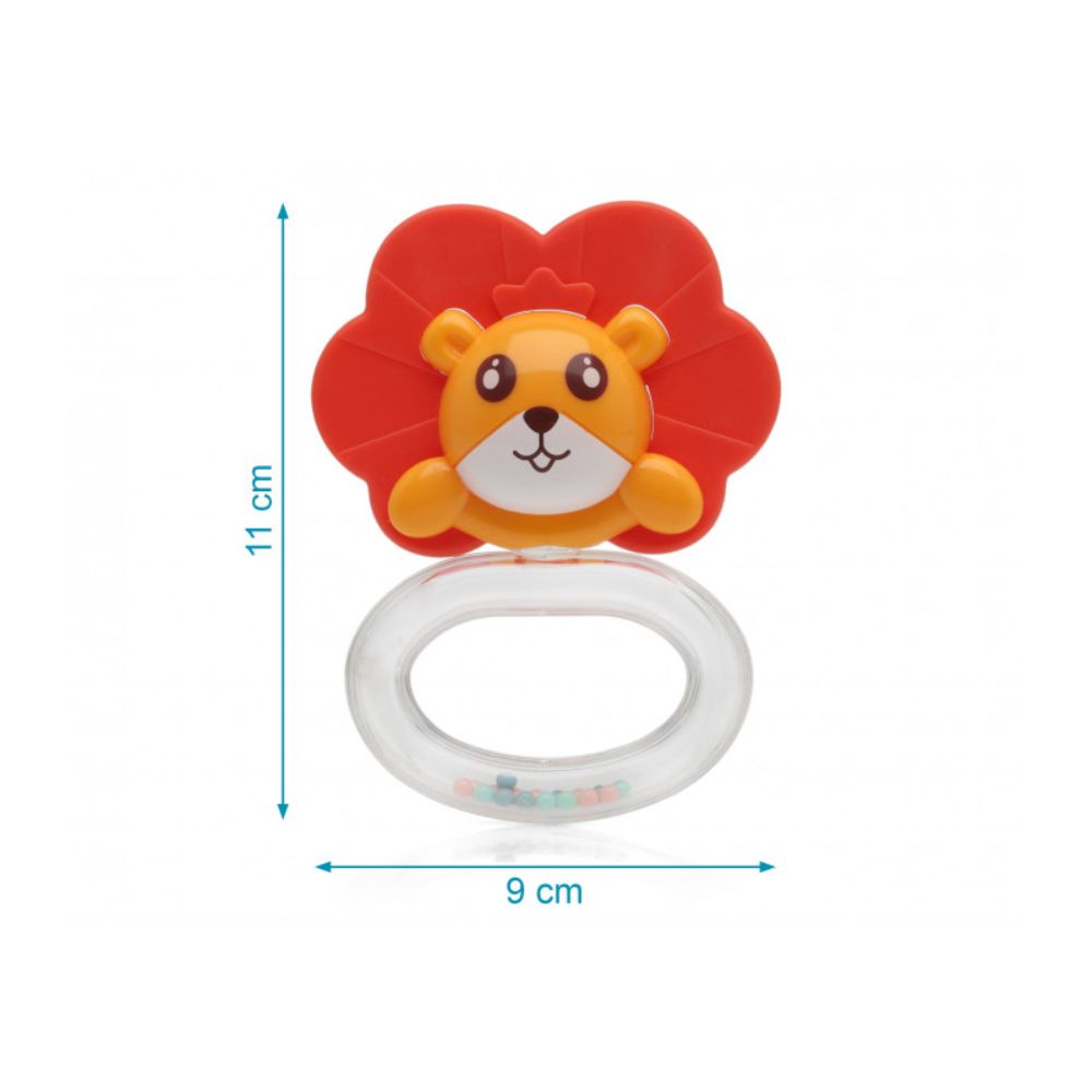 Huanger - Baby Teether Lion Shape, Soft Silicone Toy With Rattle