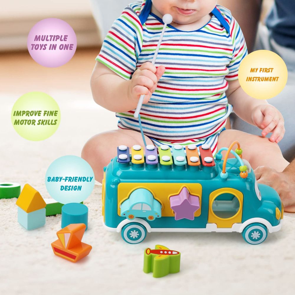 Huanger - Learning Music Truck Toy With Xylophone - Green