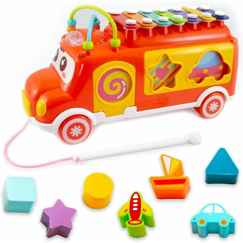 Huanger - Learning Music Truck Toy With Xylophone - Orange