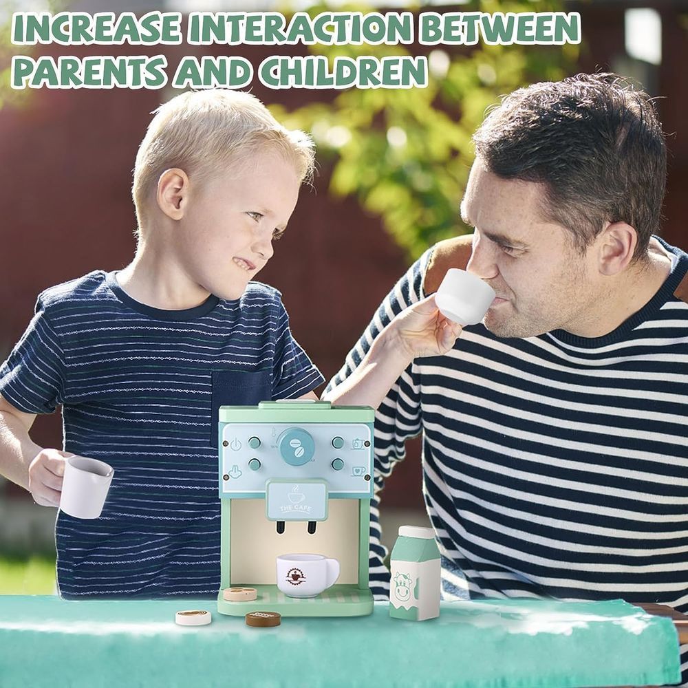 Little Angel - Kids Wooden Coffee Maker Pretend Playset - 8pcs