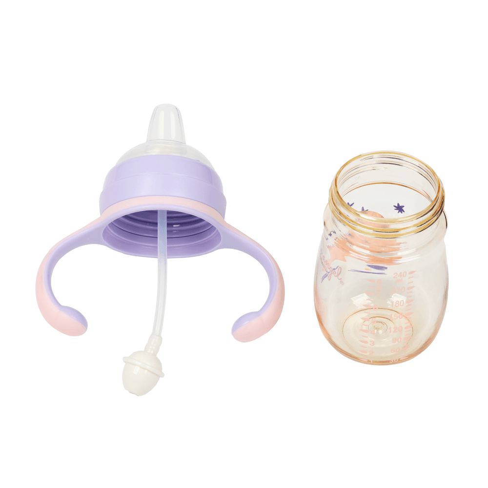 Little Angel - Baby Water Bottle With Straw 240ml - Purple/Pink