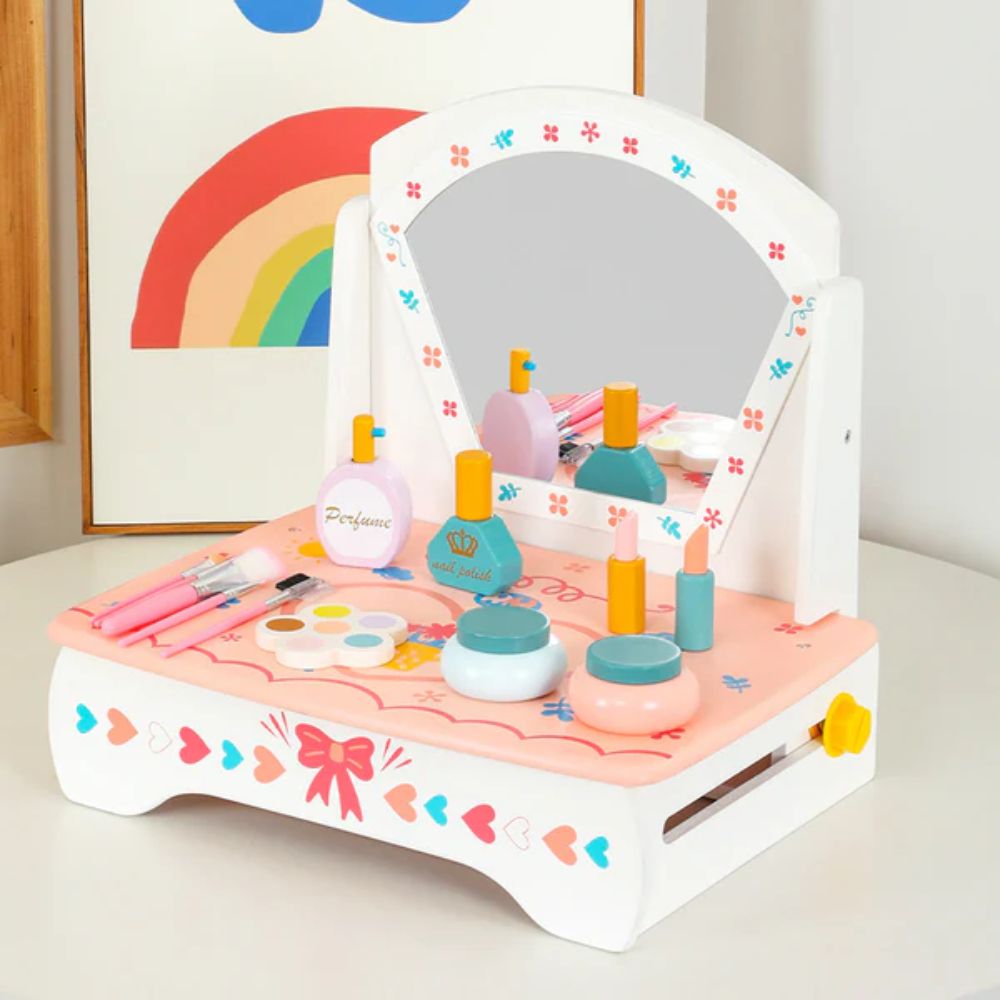 Little Angel - Kids Wooden Makeup Set - Play Vanity Table For Toddlers