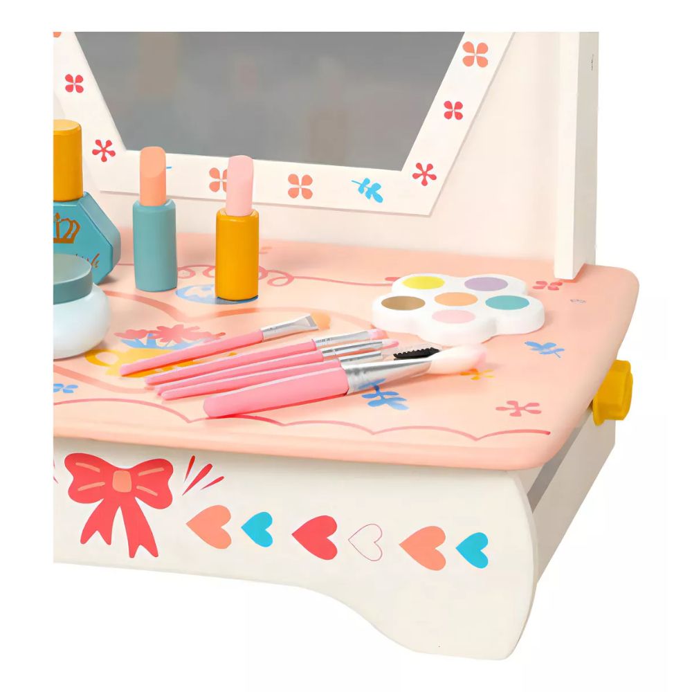 Little Angel - Kids Wooden Makeup Set - Play Vanity Table For Toddlers