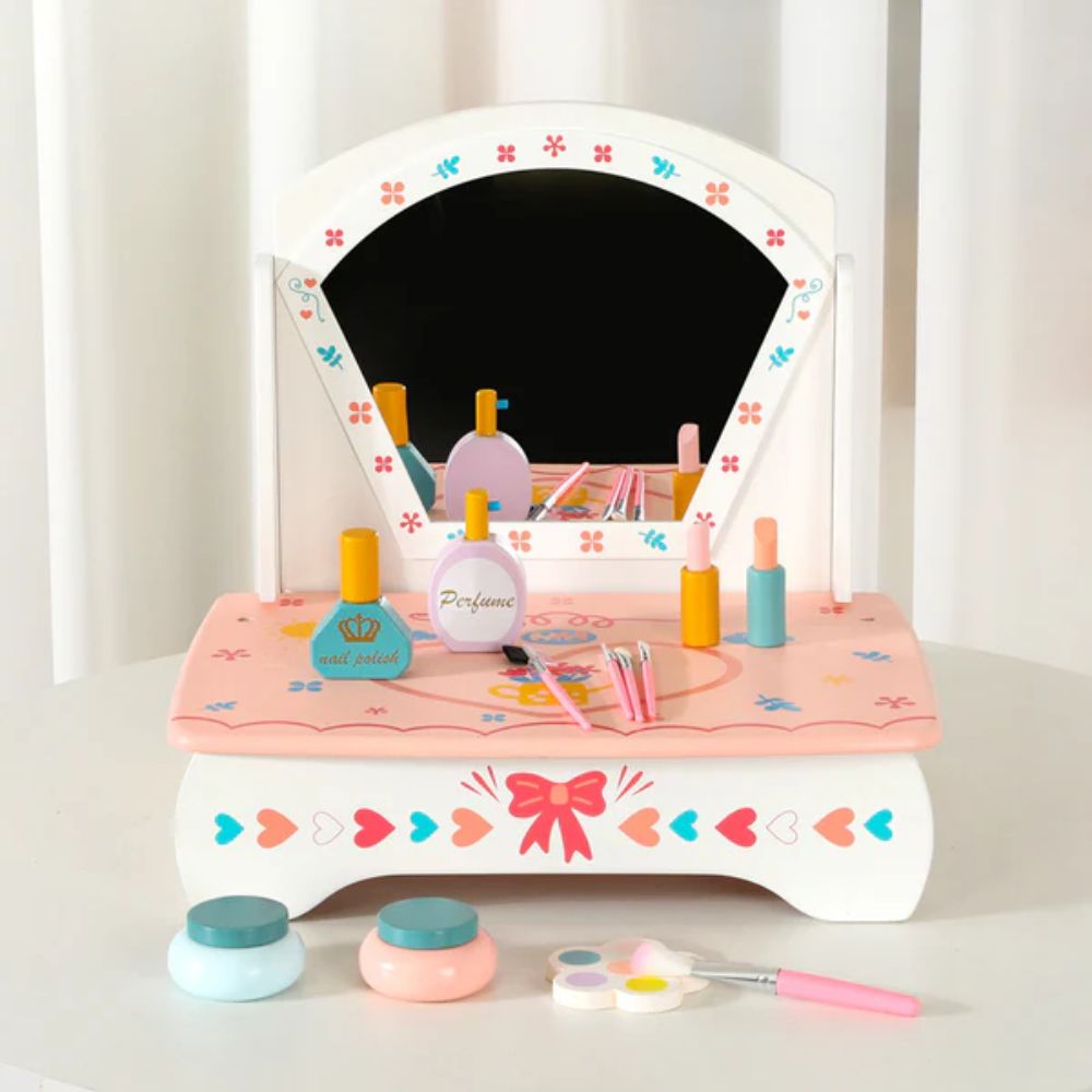 Little Angel - Kids Wooden Makeup Set - Play Vanity Table For Toddlers