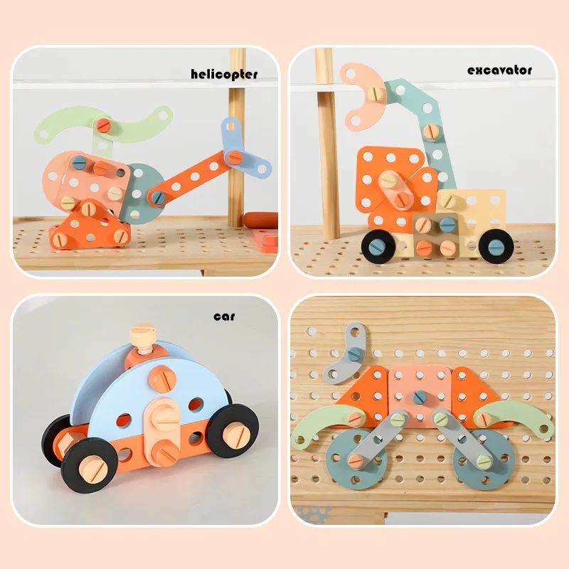 Little Angel - Kids Wooden Tool Bench Set With Accessories