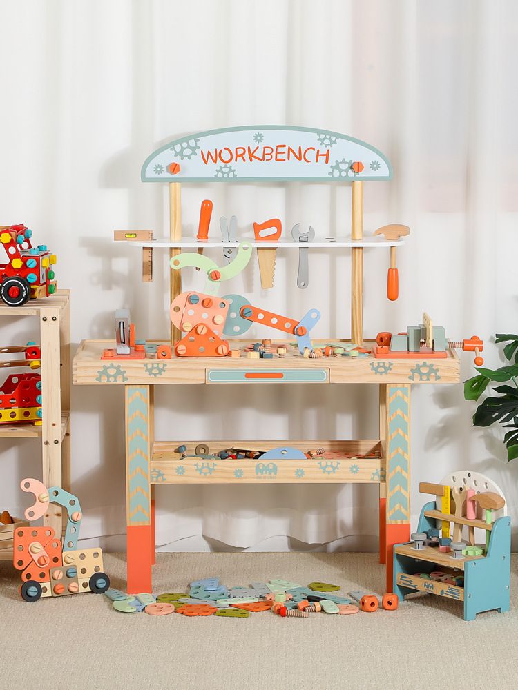 Little Angel - Kids Wooden Tool Bench Set With Accessories