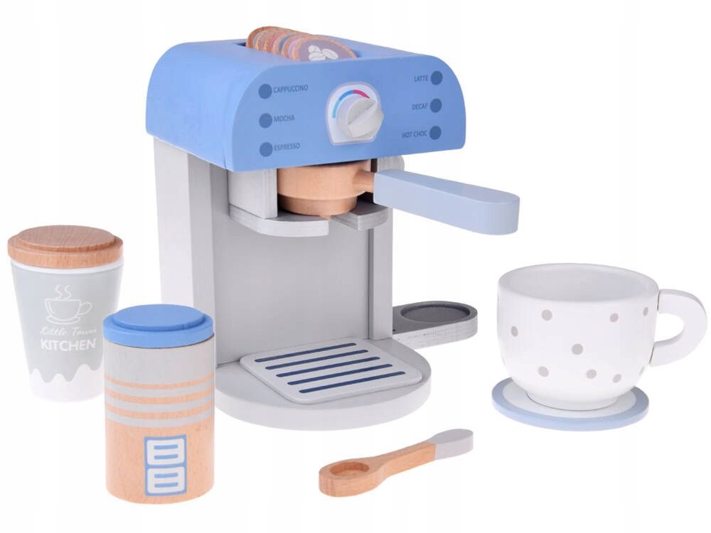 Little Angel - Kids Wooden Coffee Maker Pretend Playset - 13pcs