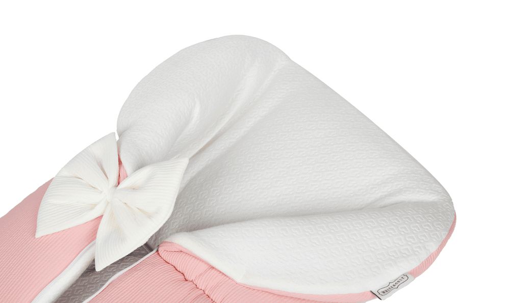 White&Grey - Baby Sleeping Bag W/ White Bow - Pink