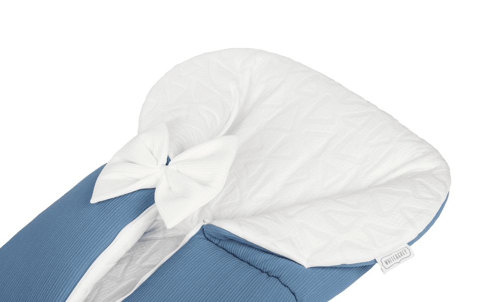 White&Grey - Baby Sleeping Bag W/ White Bow - Blue