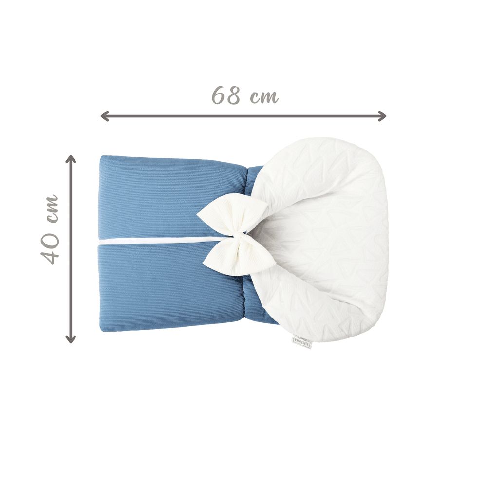 White&Grey - Baby Sleeping Bag W/ White Bow - Blue