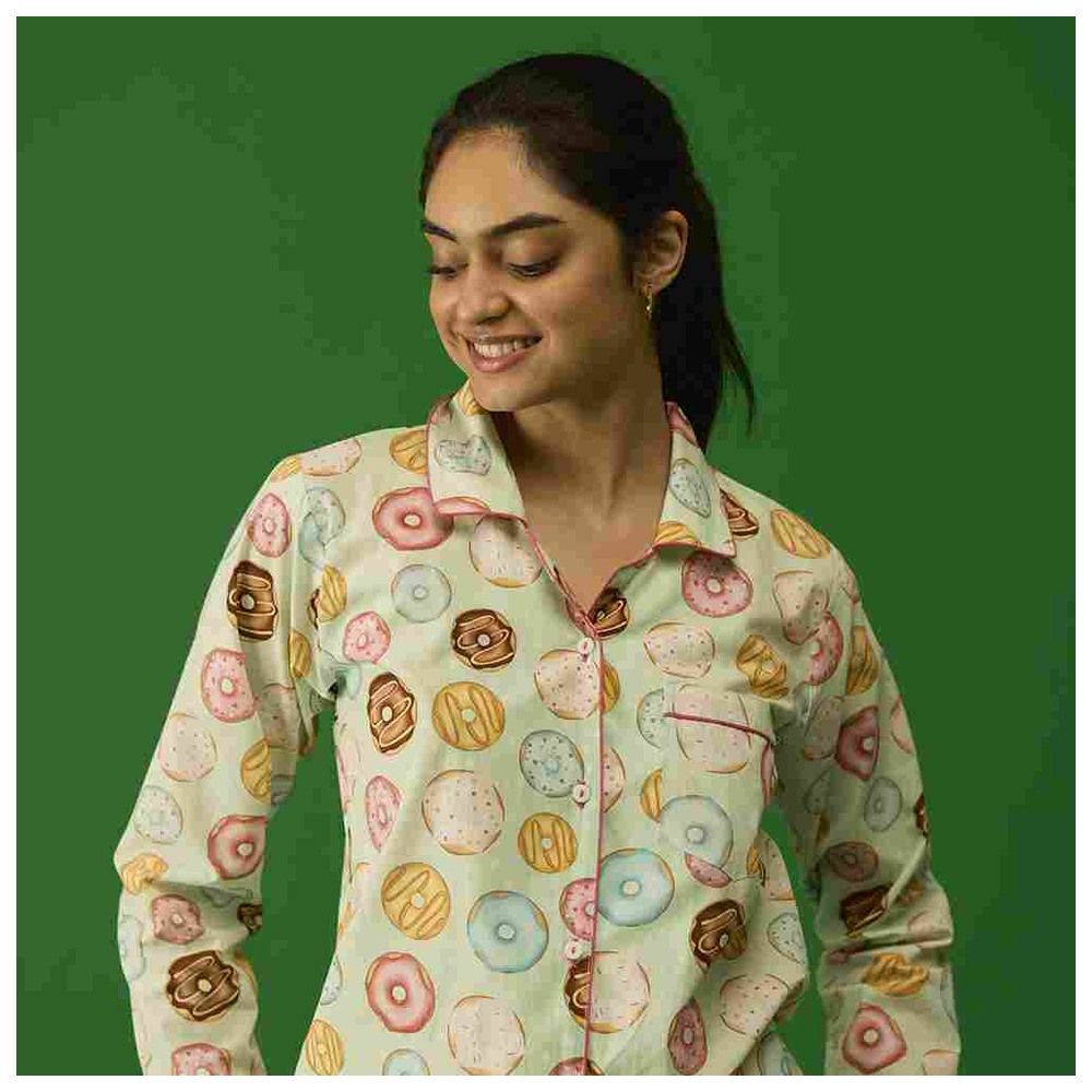 Little West Street - 2pc-Set - Women Doughnut Pyjama Set - Green