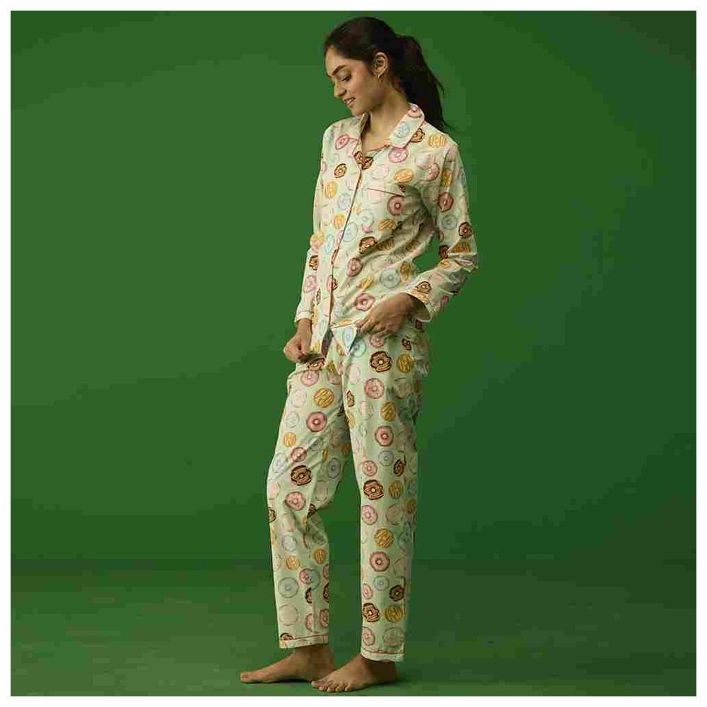 Little West Street - 2pc-Set - Women Doughnut Pyjama Set - Green