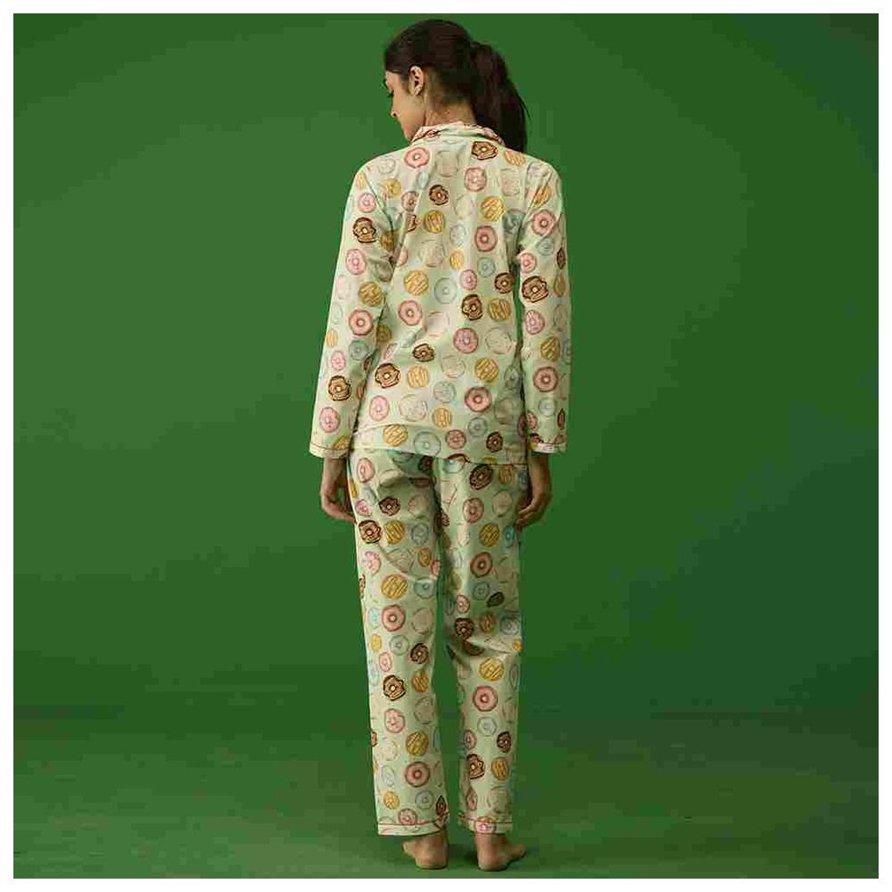 Little West Street - 2pc-Set - Women Doughnut Pyjama Set - Green