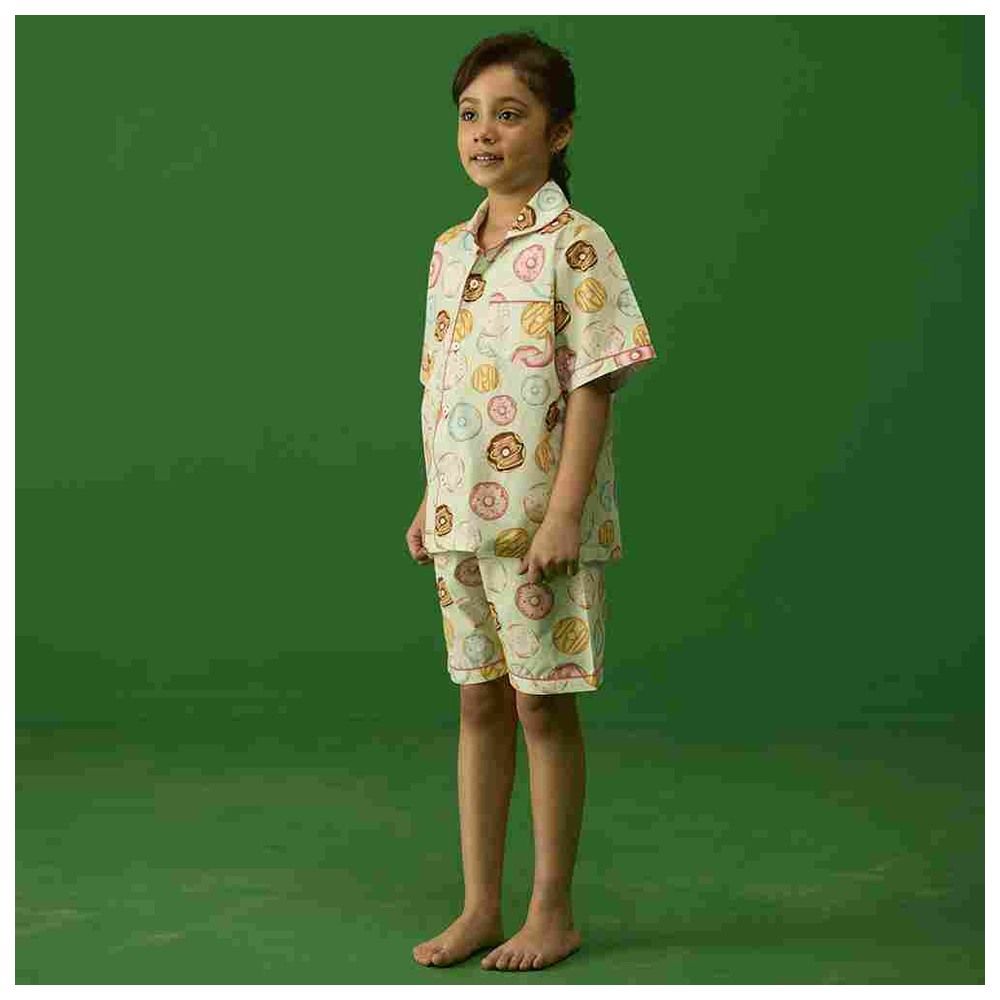 Little West Street - 2pc-Set - Doughnut Cotton Shorts Set - Green