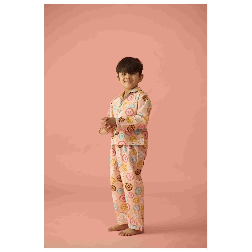 Little West Street - 2pc-Set - Doughnut Cotton Pyjama Set - Orange