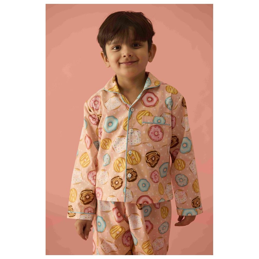 Little West Street - 2pc-Set - Doughnut Cotton Pyjama Set - Orange