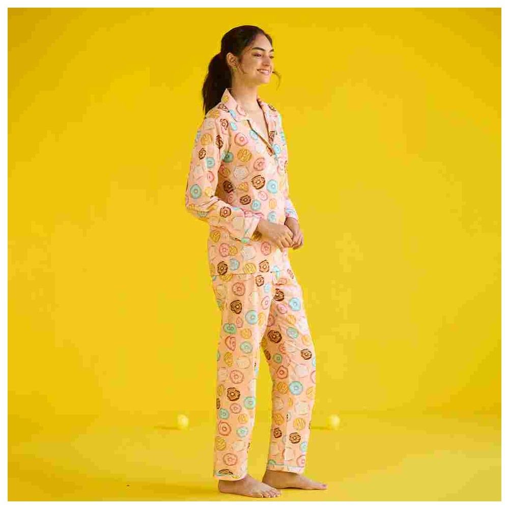 Little West Street - 2pc-Set - Women Doughnut Pyjama Set - Peach