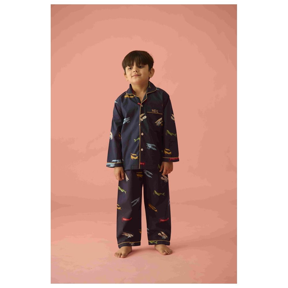 Little West Street - 2pc-Set - Vintage Planes Pyjama Set - Navy