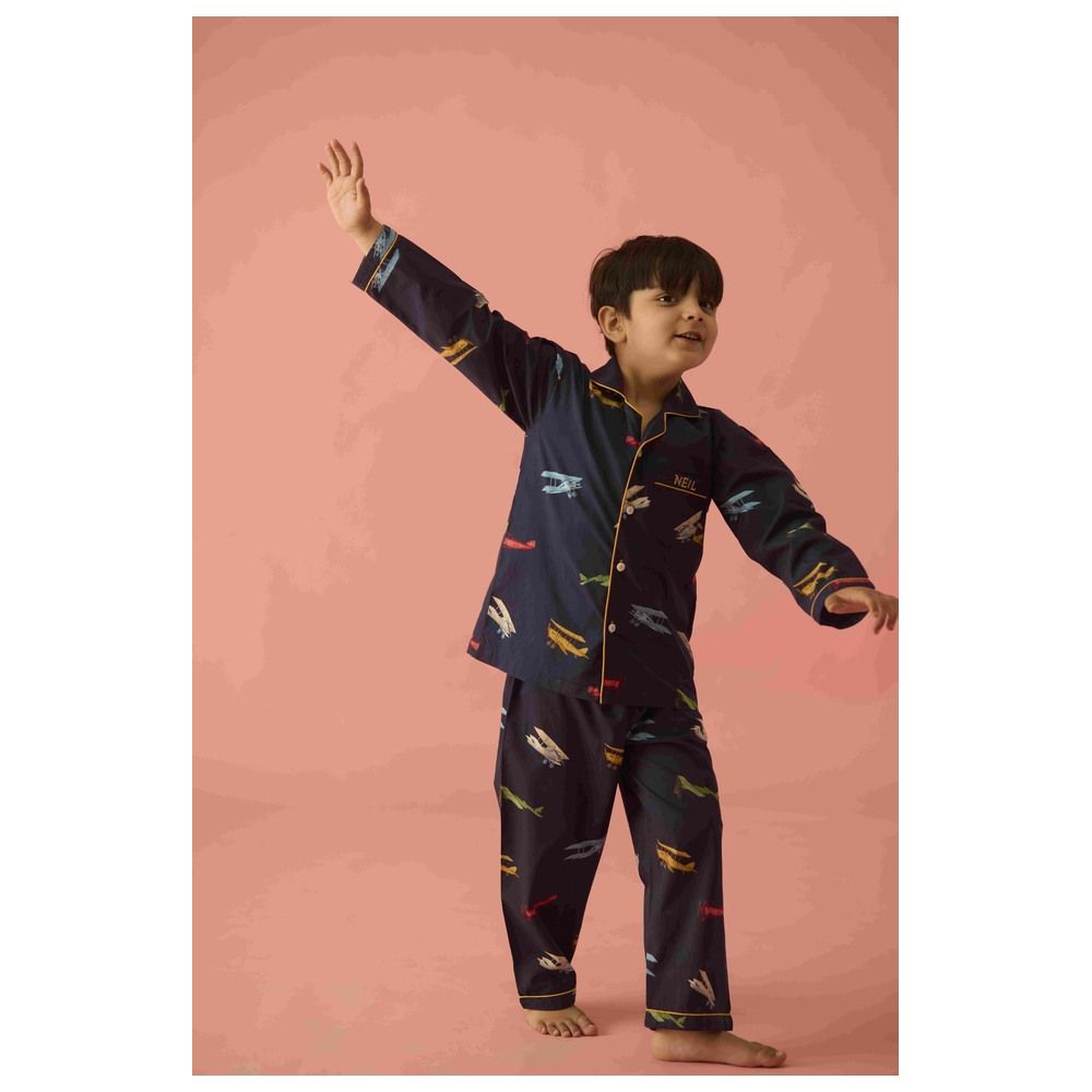 Little West Street - 2pc-Set - Vintage Planes Pyjama Set - Navy