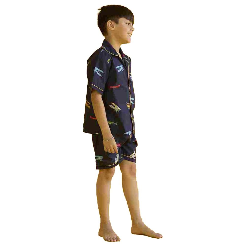 Little West Street - 2pc-Set - Vintage Planes Shorts Set - Navy