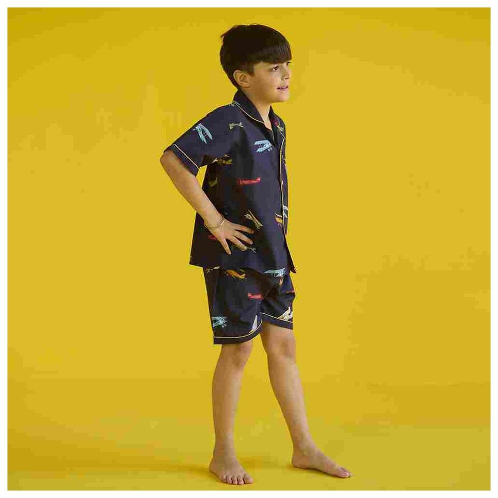 Little West Street - 2pc-Set - Vintage Planes Shorts Set - Navy