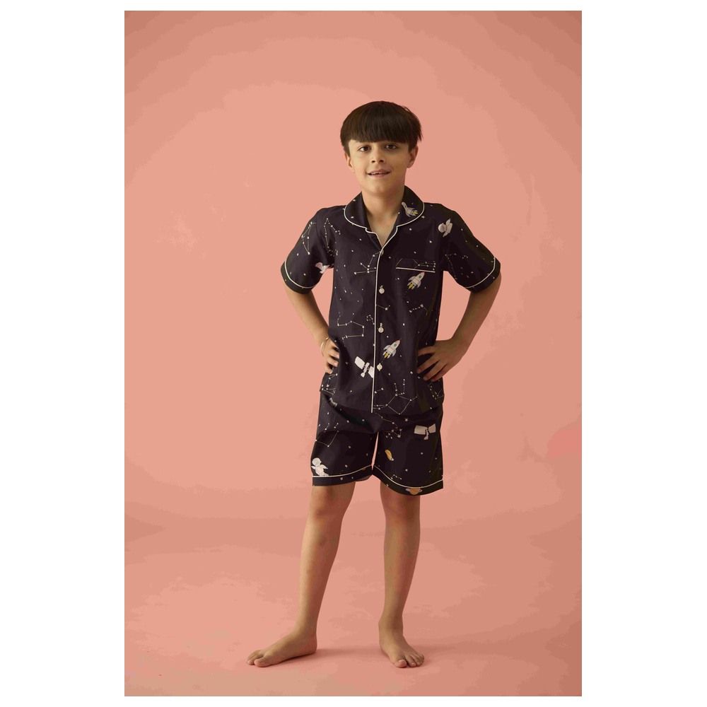 Little West Street - 2pc-Set - Universe Cotton Shorts Set - Black