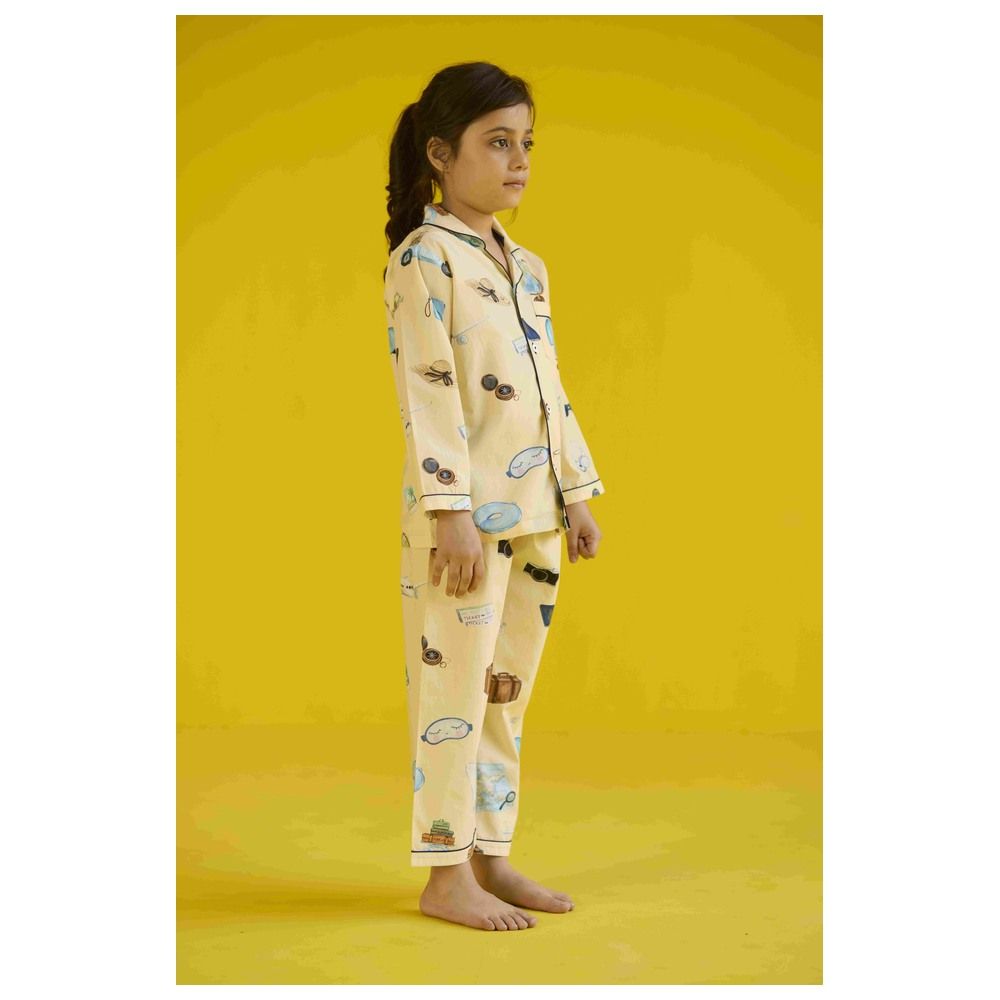 Little West Street - 2pc-Set - Travel Cotton Pyjama Set - Beige