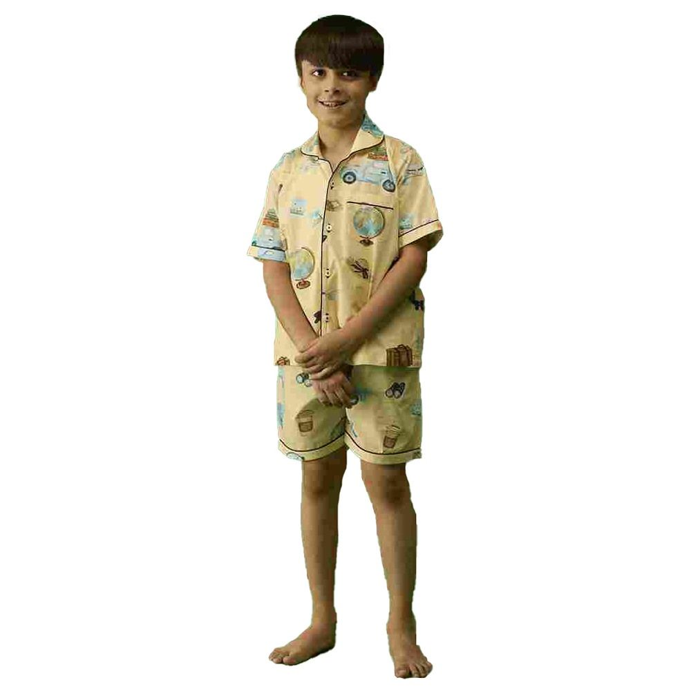 Little West Street - 2pc-Set - Travel Cotton Shorts Set - Beige