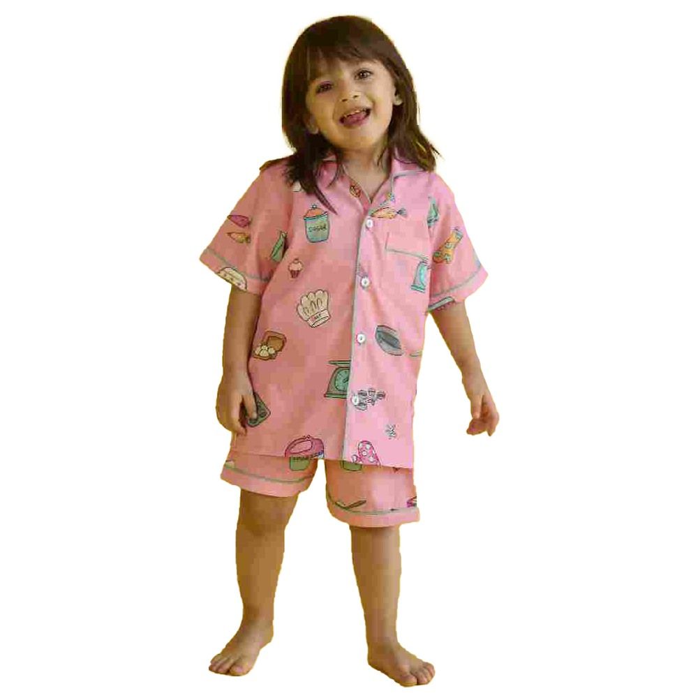 Little West Street - 2pc-Set - Baking Cotton Shorts Set - Pink