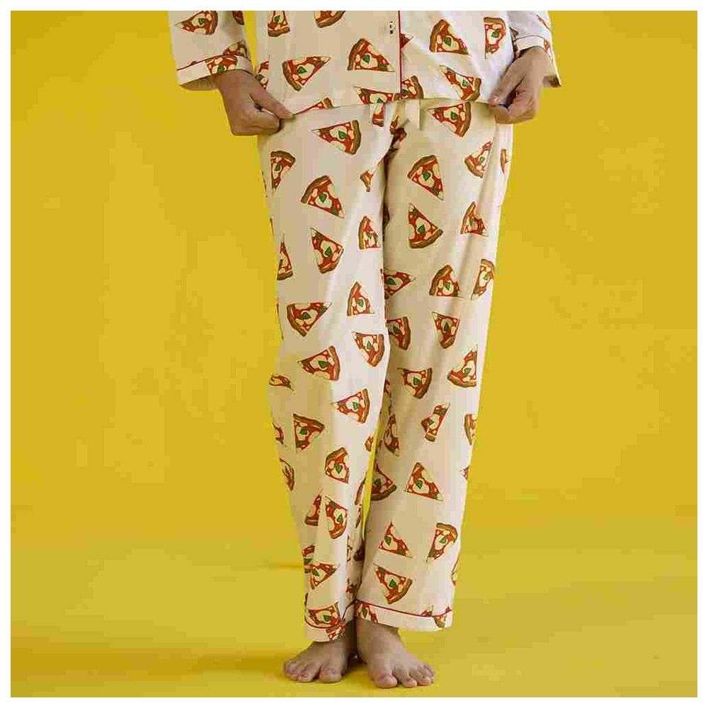 Little West Street - 2pc-Set - Women Pizza Party Pyjama Set - White