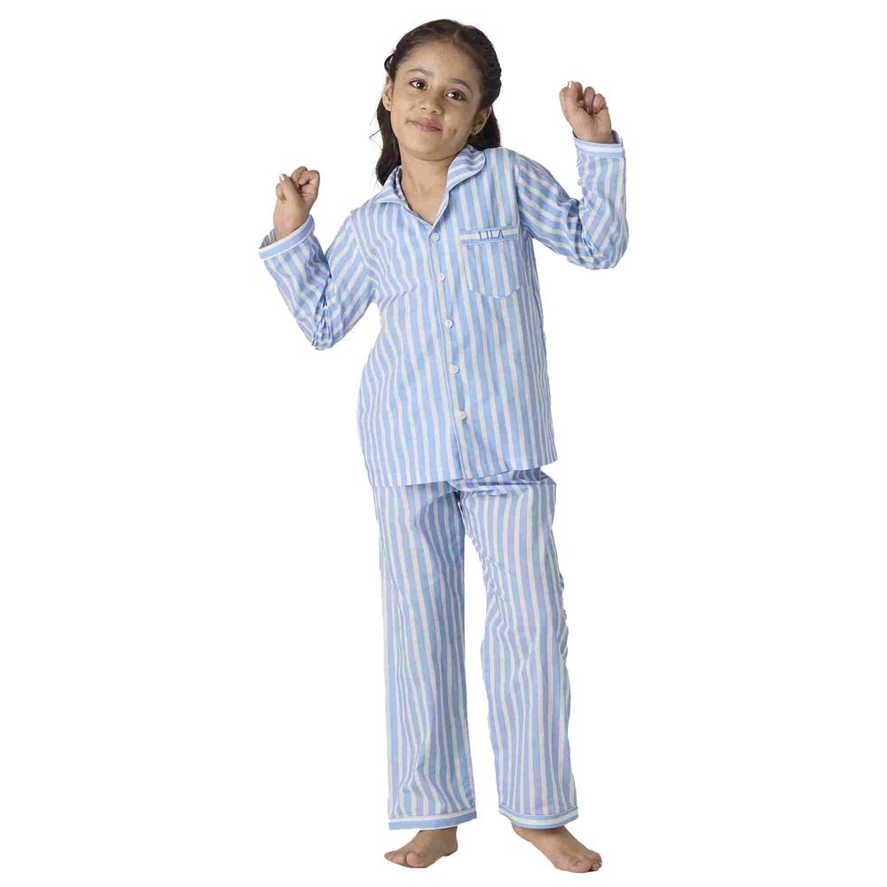 Little West Street - 2pc-Set - Azure Striped Cotton Pyjama Set