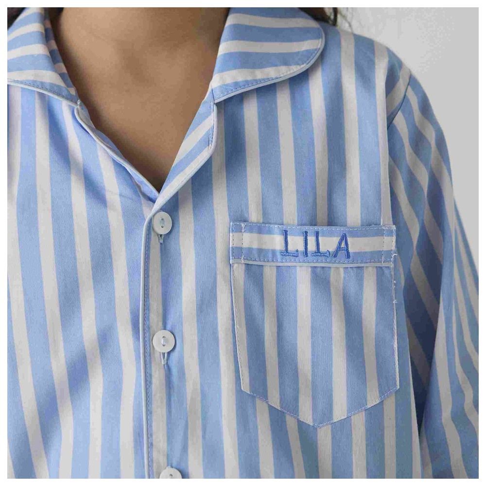 Little West Street - 2pc-Set - Azure Striped Cotton Pyjama Set