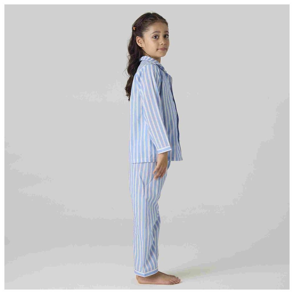 Little West Street - 2pc-Set - Azure Striped Cotton Pyjama Set